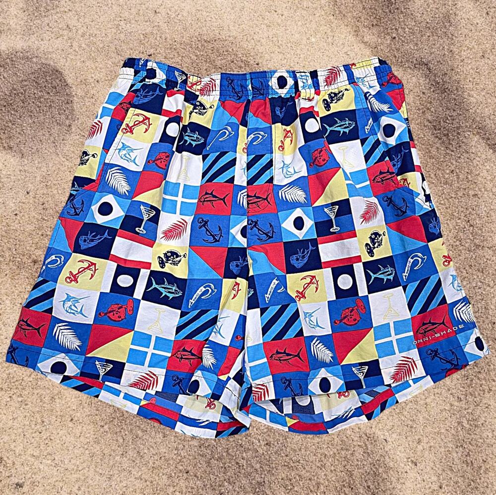 COLUMBIA PFG Backcast II Printed Swim Trunks 6"  Nylon UPF 50 Mens Medium